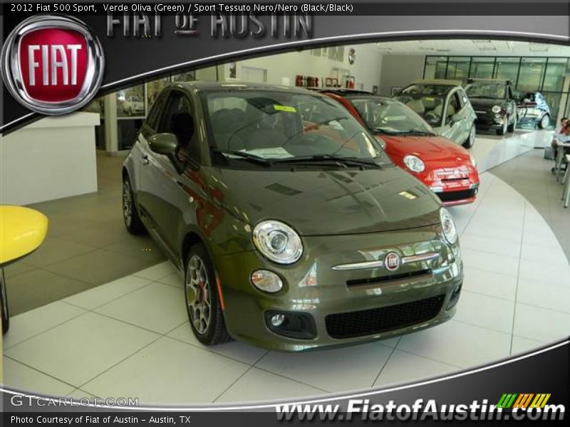 Verde Oliva (Green) / Sport Tessuto Nero/Nero (Black/Black) 2012 Fiat 500 Sport