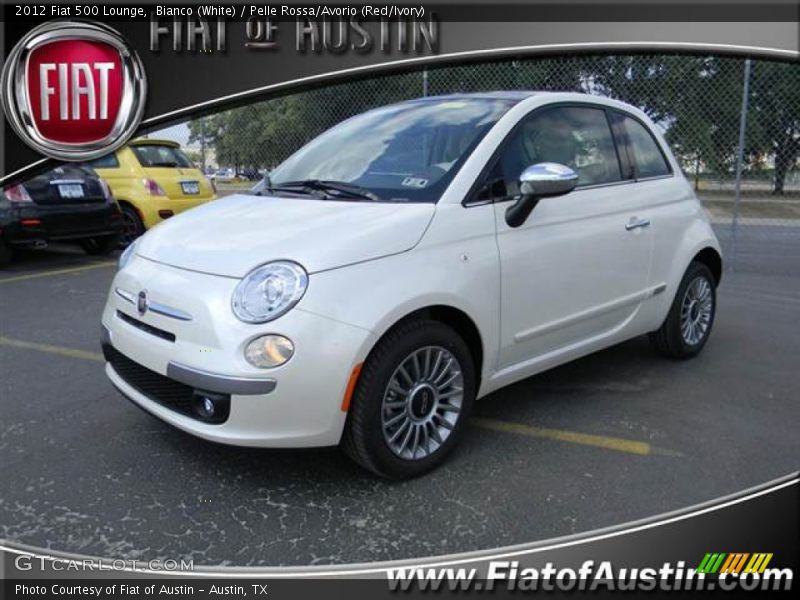 Bianco (White) / Pelle Rossa/Avorio (Red/Ivory) 2012 Fiat 500 Lounge