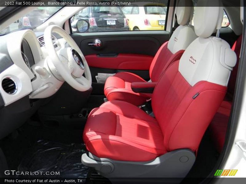 Bianco (White) / Pelle Rossa/Avorio (Red/Ivory) 2012 Fiat 500 Lounge