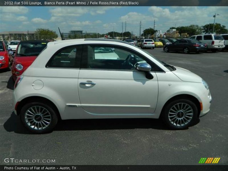 Bianco Perla (Pearl White) / Pelle Rosso/Nera (Red/Black) 2012 Fiat 500 Lounge