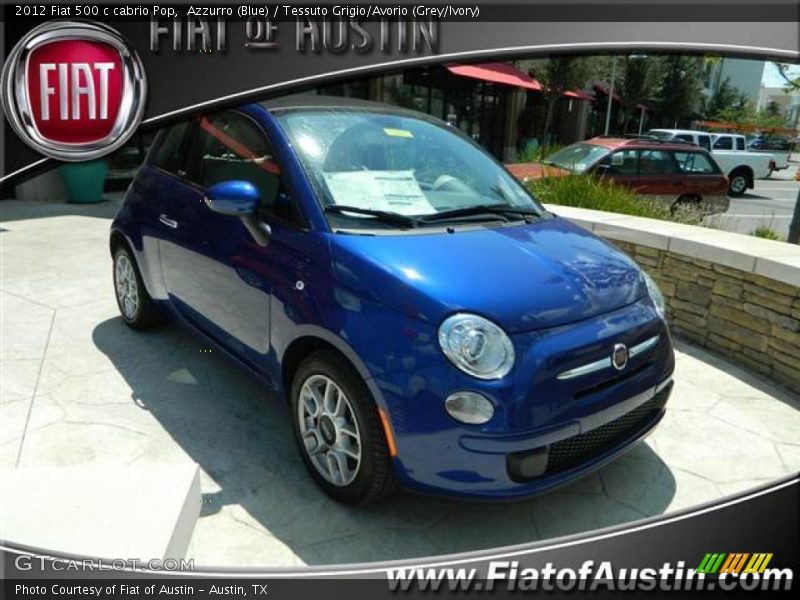Azzurro (Blue) / Tessuto Grigio/Avorio (Grey/Ivory) 2012 Fiat 500 c cabrio Pop