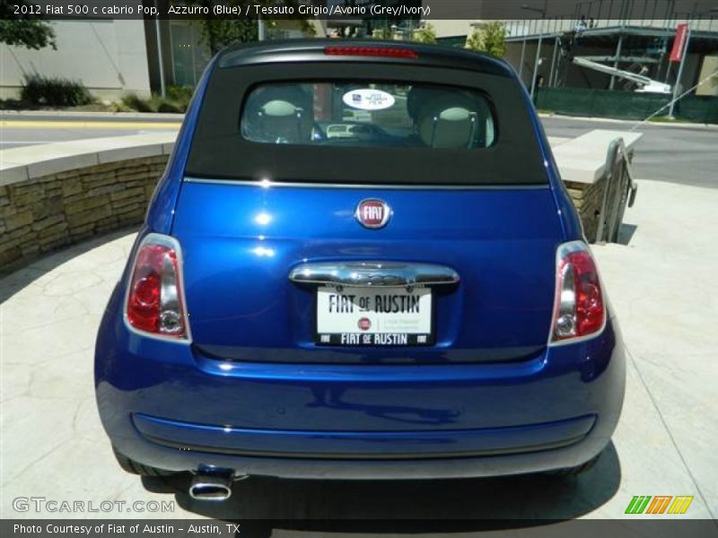 Azzurro (Blue) / Tessuto Grigio/Avorio (Grey/Ivory) 2012 Fiat 500 c cabrio Pop