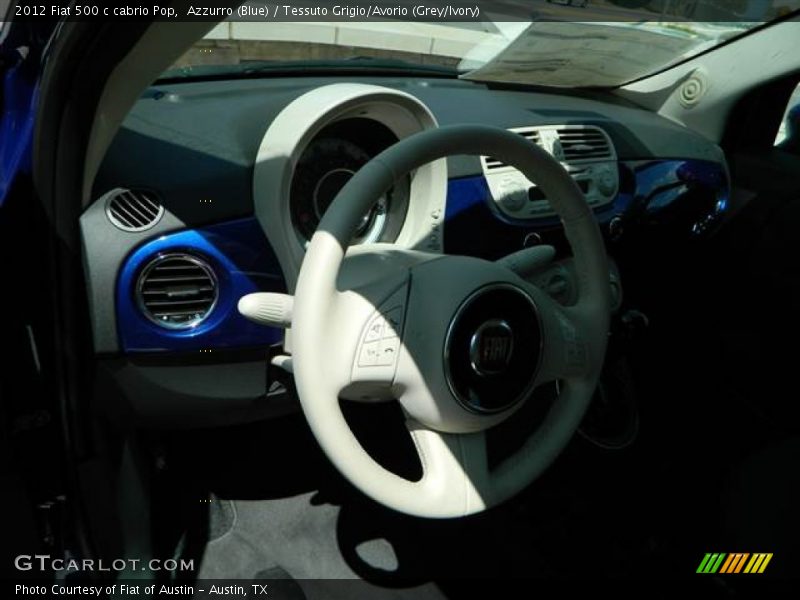 Azzurro (Blue) / Tessuto Grigio/Avorio (Grey/Ivory) 2012 Fiat 500 c cabrio Pop