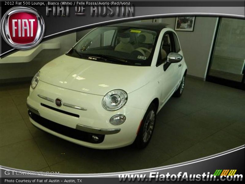 Bianco (White) / Pelle Rossa/Avorio (Red/Ivory) 2012 Fiat 500 Lounge