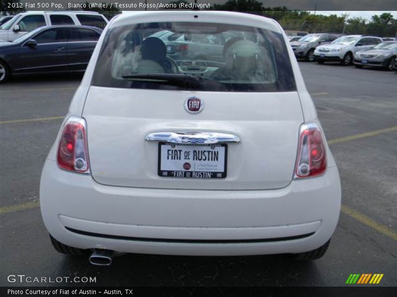 Bianco (White) / Tessuto Rosso/Avorio (Red/Ivory) 2012 Fiat 500 Pop