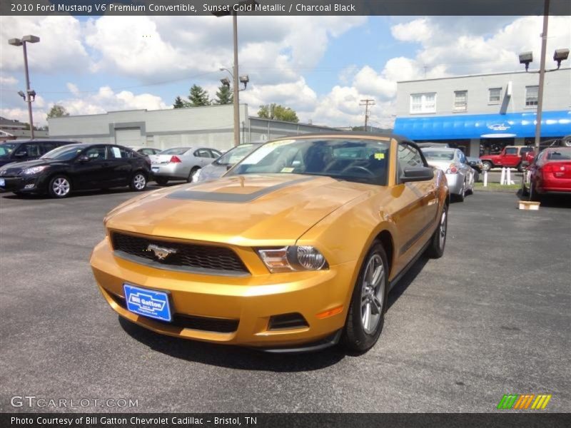 Sunset Gold Metallic / Charcoal Black 2010 Ford Mustang V6 Premium Convertible