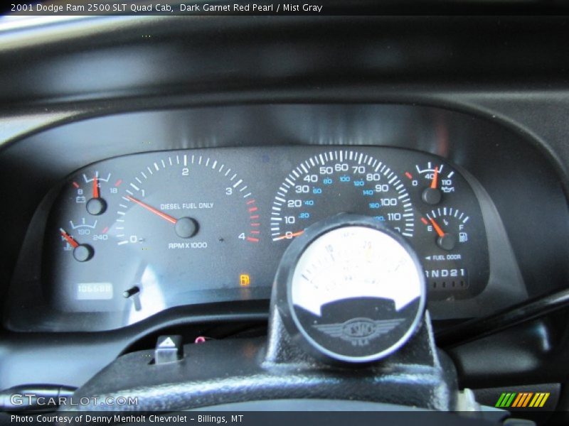 Dark Garnet Red Pearl / Mist Gray 2001 Dodge Ram 2500 SLT Quad Cab