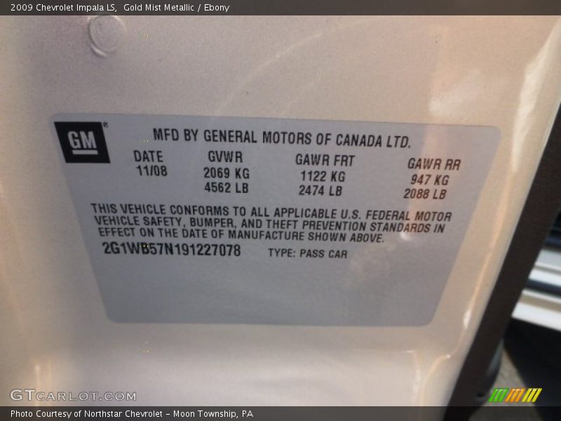Gold Mist Metallic / Ebony 2009 Chevrolet Impala LS