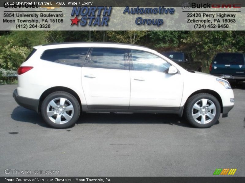 White / Ebony 2012 Chevrolet Traverse LT AWD