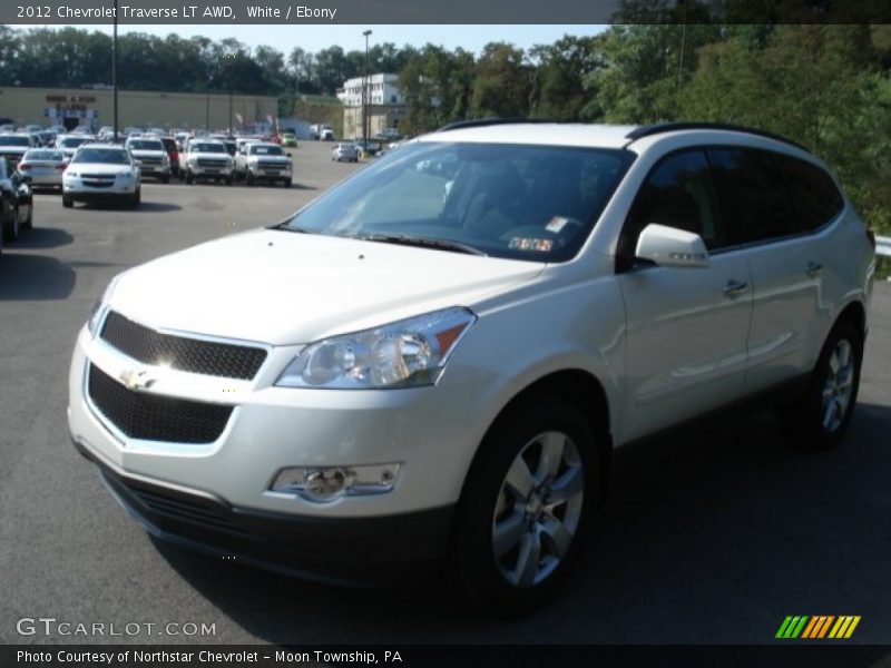 White / Ebony 2012 Chevrolet Traverse LT AWD