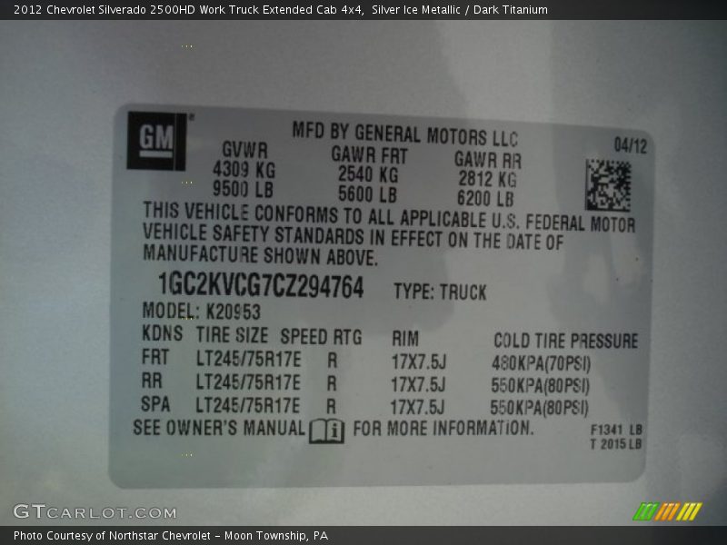 Silver Ice Metallic / Dark Titanium 2012 Chevrolet Silverado 2500HD Work Truck Extended Cab 4x4