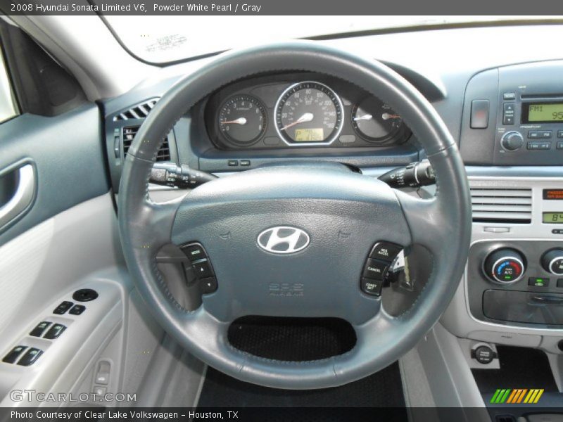 Powder White Pearl / Gray 2008 Hyundai Sonata Limited V6