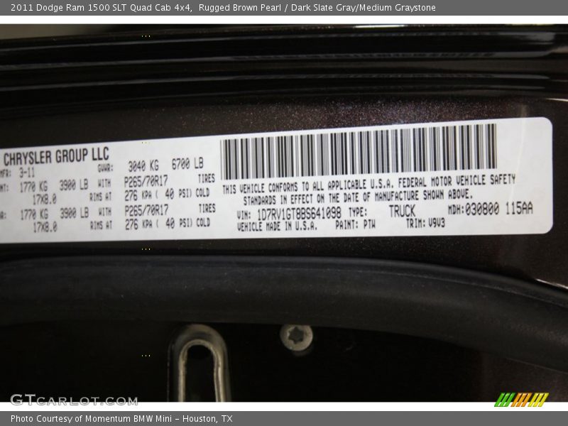 Rugged Brown Pearl / Dark Slate Gray/Medium Graystone 2011 Dodge Ram 1500 SLT Quad Cab 4x4
