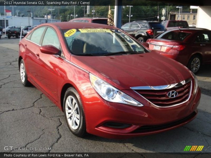 Sparkling Ruby Red / Camel 2012 Hyundai Sonata GLS
