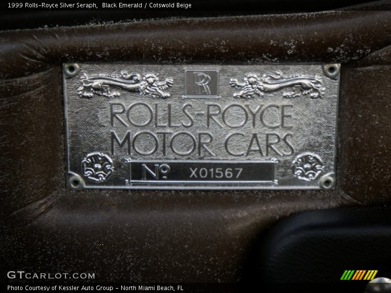 Info Tag of 1999 Silver Seraph 