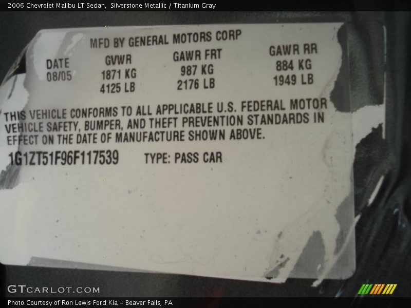 Silverstone Metallic / Titanium Gray 2006 Chevrolet Malibu LT Sedan