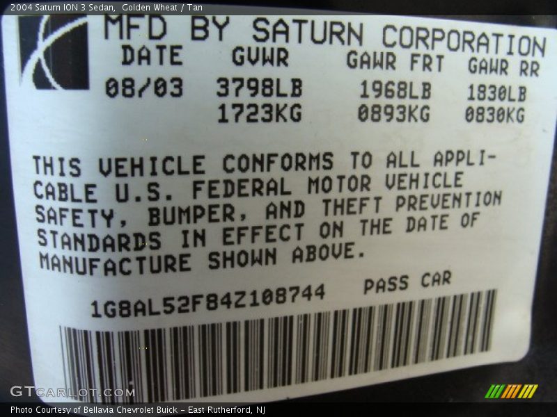 Golden Wheat / Tan 2004 Saturn ION 3 Sedan