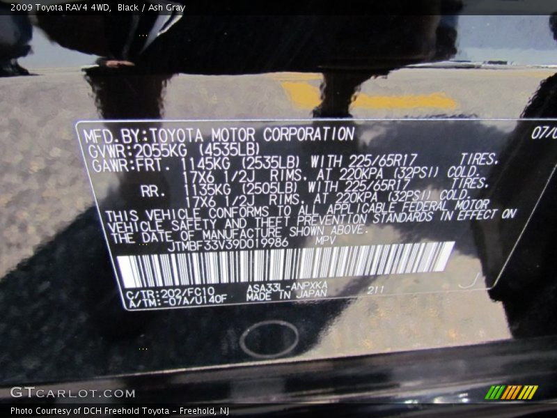 Black / Ash Gray 2009 Toyota RAV4 4WD