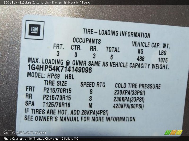 Light Bronzemist Metallic / Taupe 2001 Buick LeSabre Custom