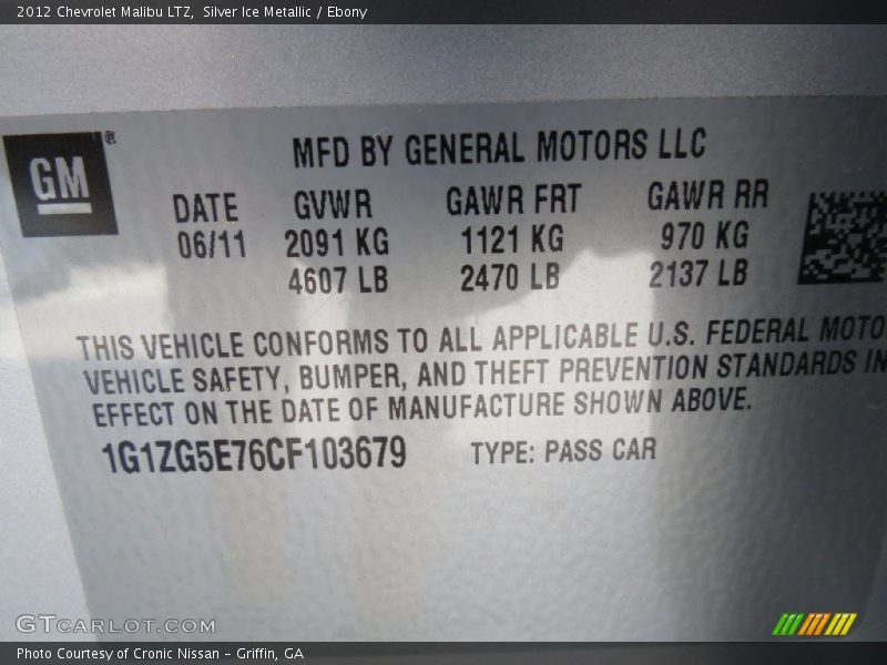 Silver Ice Metallic / Ebony 2012 Chevrolet Malibu LTZ
