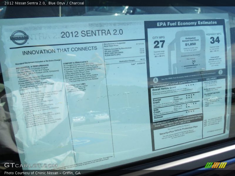 Blue Onyx / Charcoal 2012 Nissan Sentra 2.0