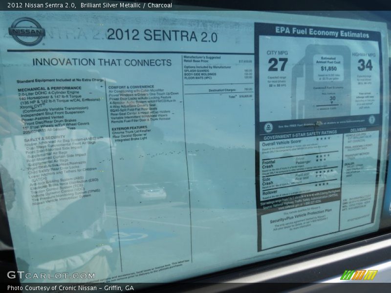 Brilliant Silver Metallic / Charcoal 2012 Nissan Sentra 2.0