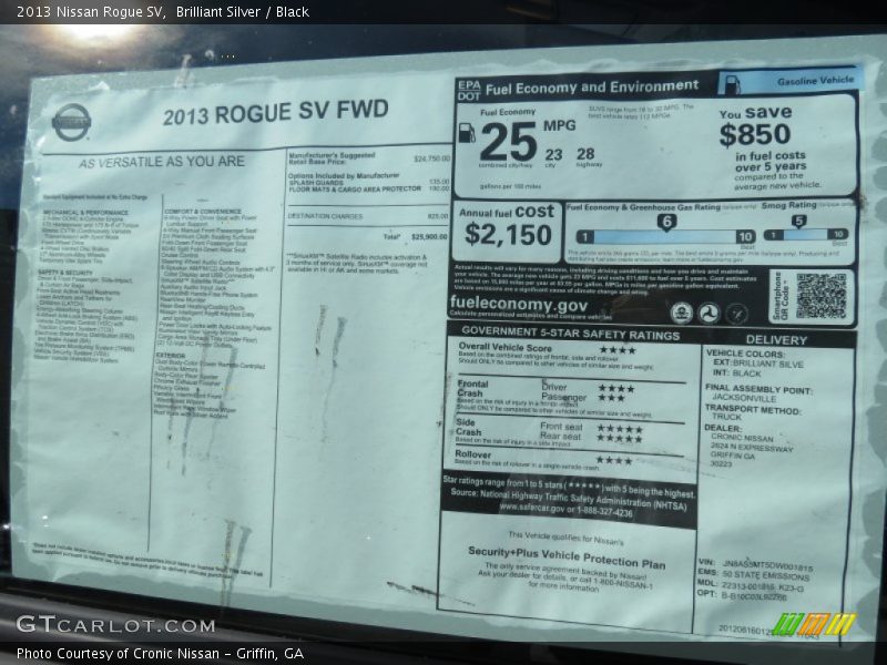 Brilliant Silver / Black 2013 Nissan Rogue SV