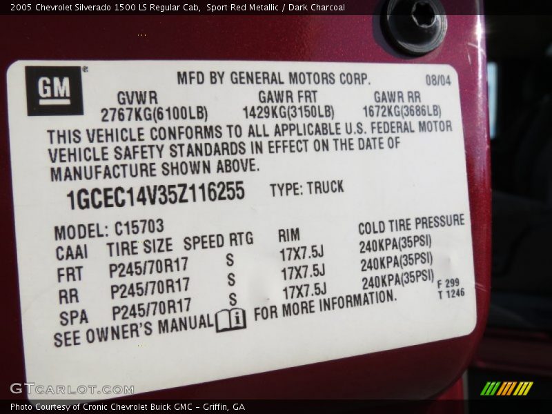 Sport Red Metallic / Dark Charcoal 2005 Chevrolet Silverado 1500 LS Regular Cab