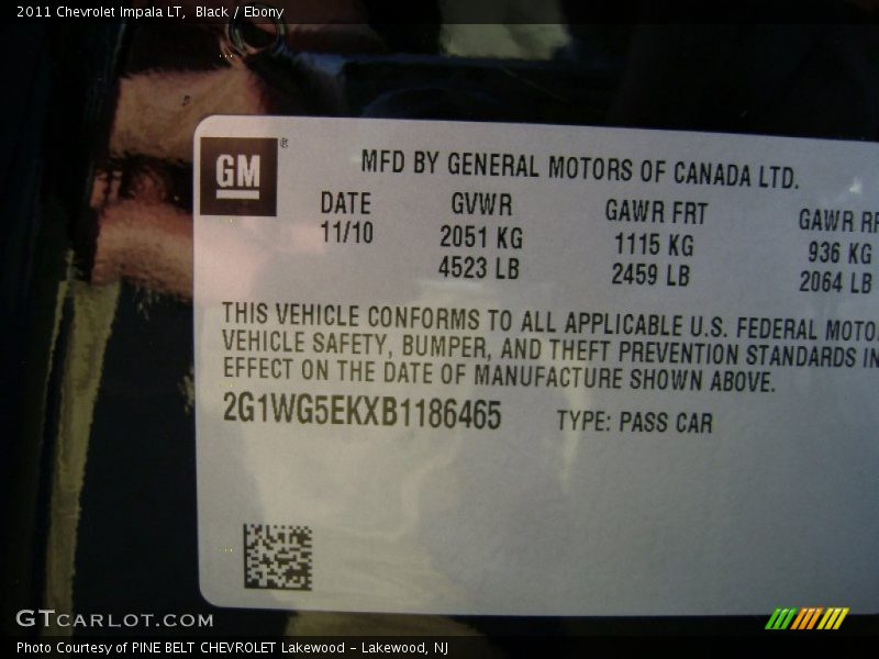 Black / Ebony 2011 Chevrolet Impala LT
