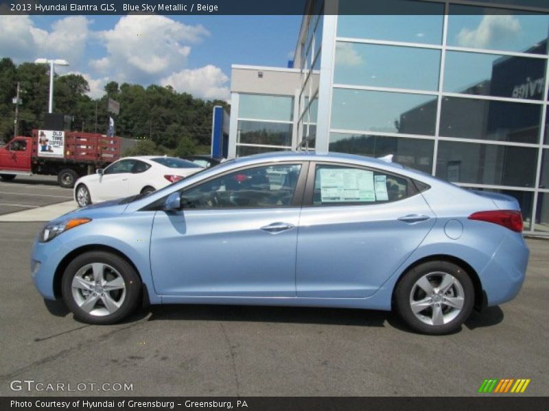 Blue Sky Metallic / Beige 2013 Hyundai Elantra GLS
