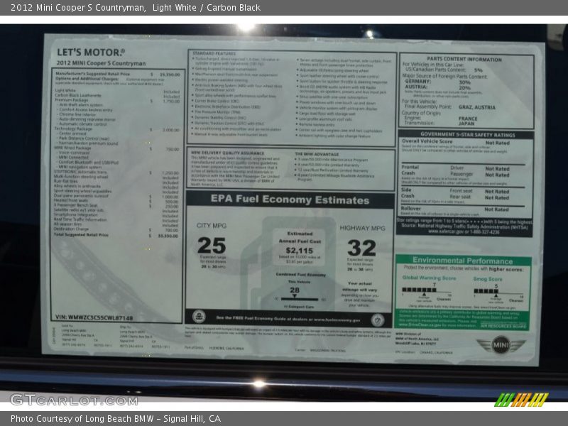 Light White / Carbon Black 2012 Mini Cooper S Countryman