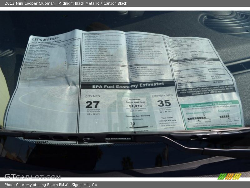 Midnight Black Metallic / Carbon Black 2012 Mini Cooper Clubman