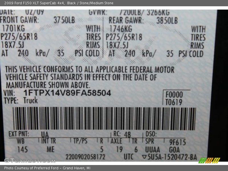 Black / Stone/Medium Stone 2009 Ford F150 XLT SuperCab 4x4