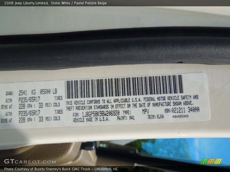 Stone White / Pastel Pebble Beige 2008 Jeep Liberty Limited