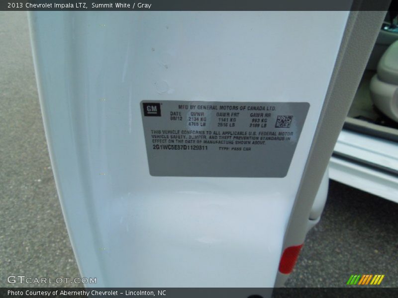 Summit White / Gray 2013 Chevrolet Impala LTZ