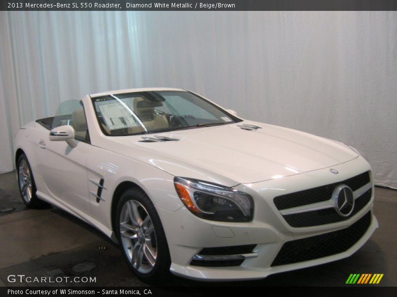 Diamond White Metallic / Beige/Brown 2013 Mercedes-Benz SL 550 Roadster