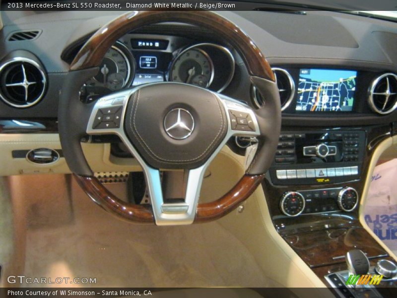 Diamond White Metallic / Beige/Brown 2013 Mercedes-Benz SL 550 Roadster