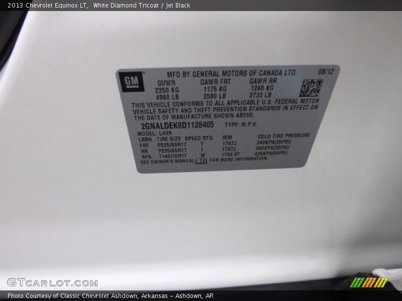 White Diamond Tricoat / Jet Black 2013 Chevrolet Equinox LT