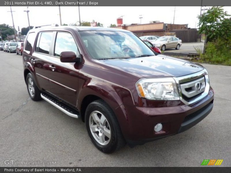 Dark Cherry Pearl / Beige 2011 Honda Pilot EX-L 4WD