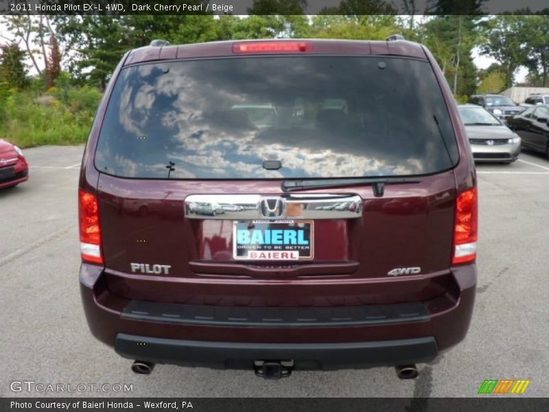 Dark Cherry Pearl / Beige 2011 Honda Pilot EX-L 4WD