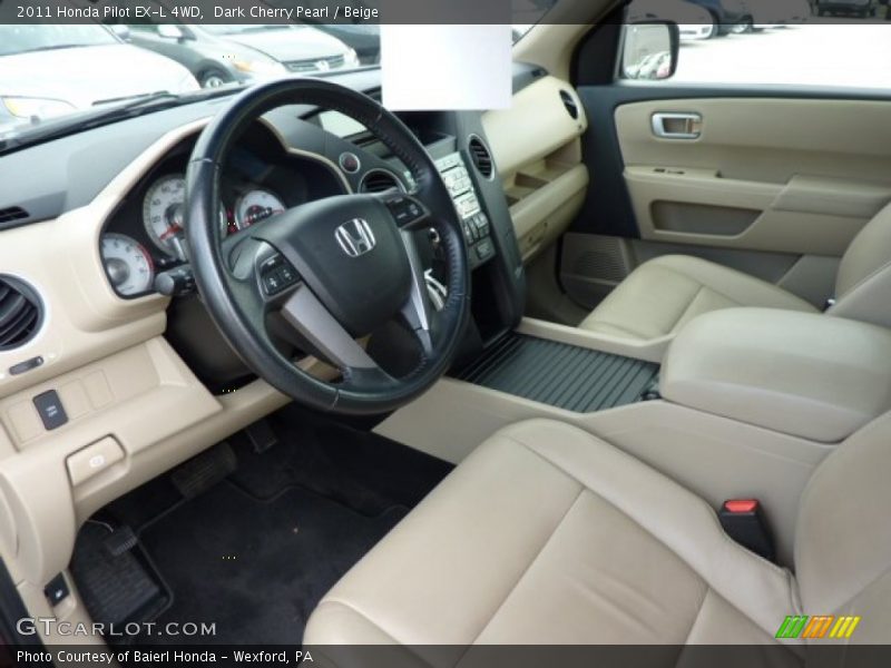 Dark Cherry Pearl / Beige 2011 Honda Pilot EX-L 4WD
