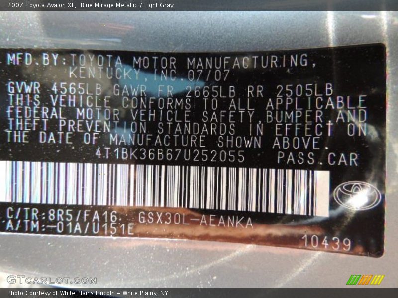 Blue Mirage Metallic / Light Gray 2007 Toyota Avalon XL