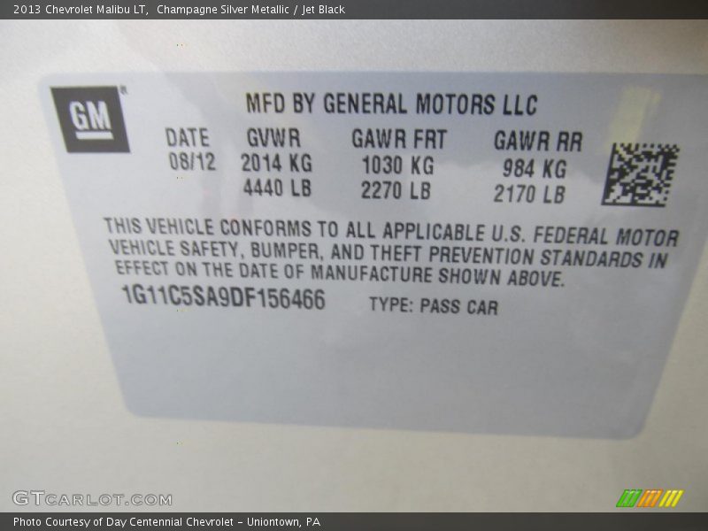 Champagne Silver Metallic / Jet Black 2013 Chevrolet Malibu LT