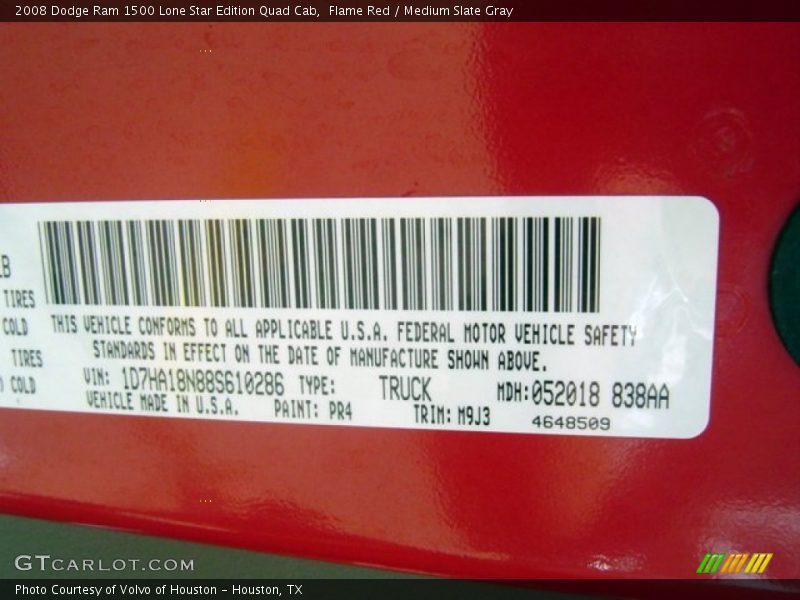 Flame Red / Medium Slate Gray 2008 Dodge Ram 1500 Lone Star Edition Quad Cab