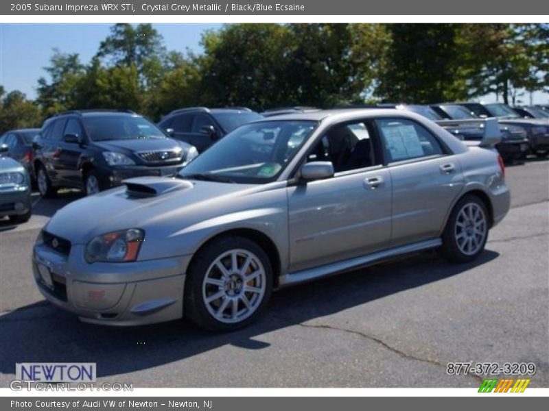 Crystal Grey Metallic / Black/Blue Ecsaine 2005 Subaru Impreza WRX STi