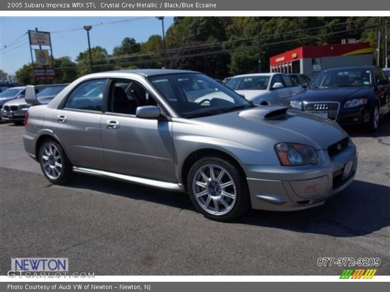 Crystal Grey Metallic / Black/Blue Ecsaine 2005 Subaru Impreza WRX STi