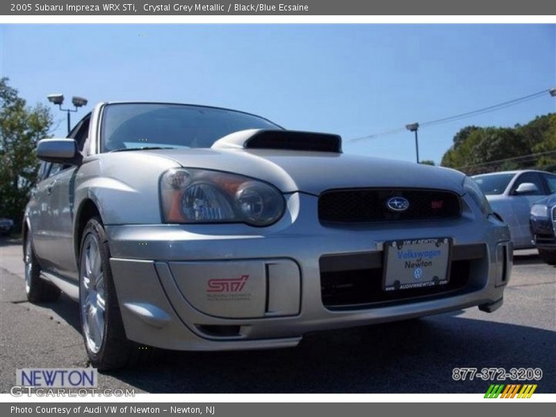 Crystal Grey Metallic / Black/Blue Ecsaine 2005 Subaru Impreza WRX STi