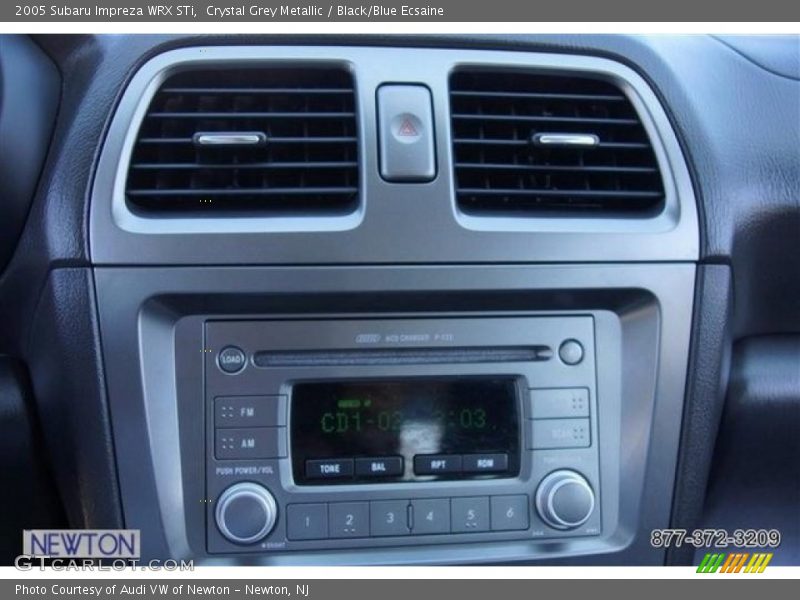 Crystal Grey Metallic / Black/Blue Ecsaine 2005 Subaru Impreza WRX STi