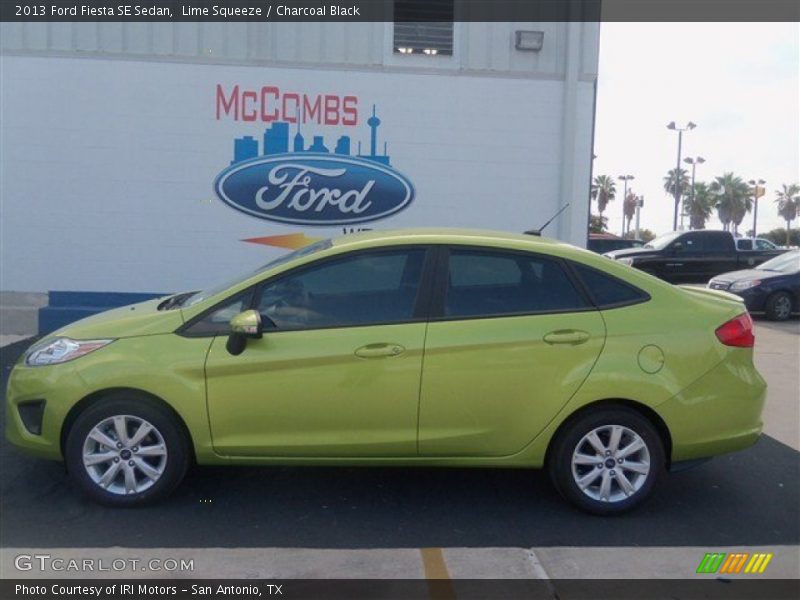 Lime Squeeze / Charcoal Black 2013 Ford Fiesta SE Sedan