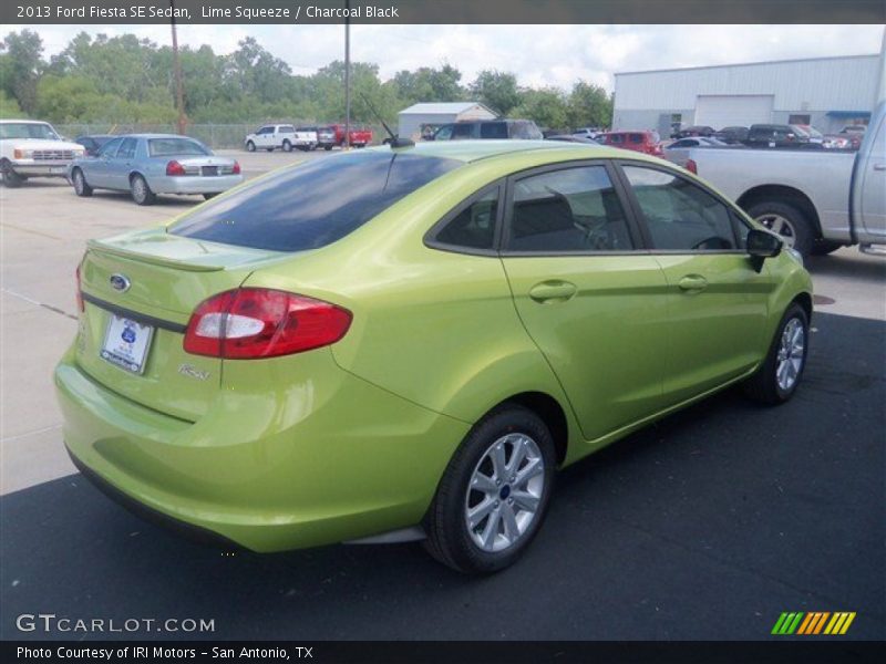 Lime Squeeze / Charcoal Black 2013 Ford Fiesta SE Sedan
